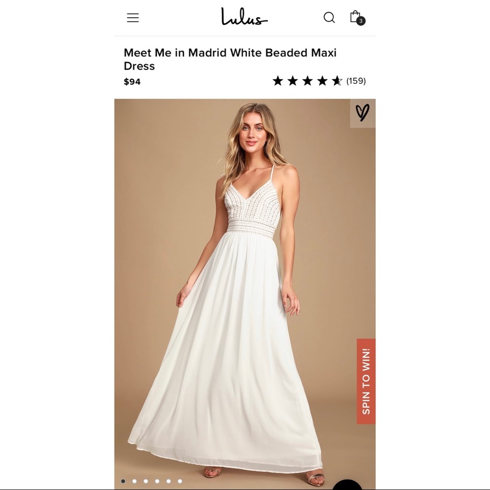 Lulus Meet Me in Madrid White Beaded Maxi Dress